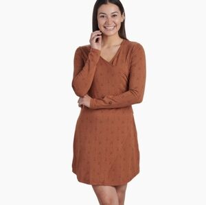 Kuhl Anya Wrap Dress Size XL Animal Print Modal Organic Cotton Long Sleeve